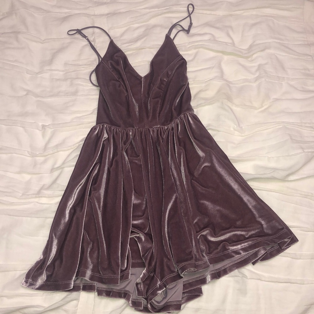 Purple velvet romper